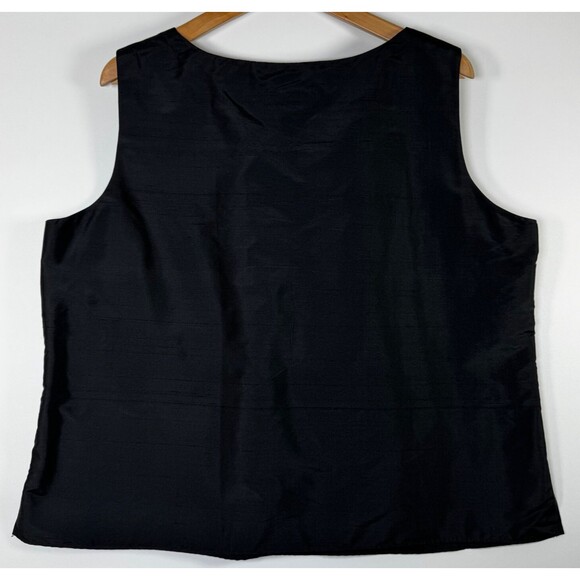 Rena Rowan Silk Blouse Women's 16W Black Pink Floral Embroidered Sleeveless Top - Picture 3 of 11